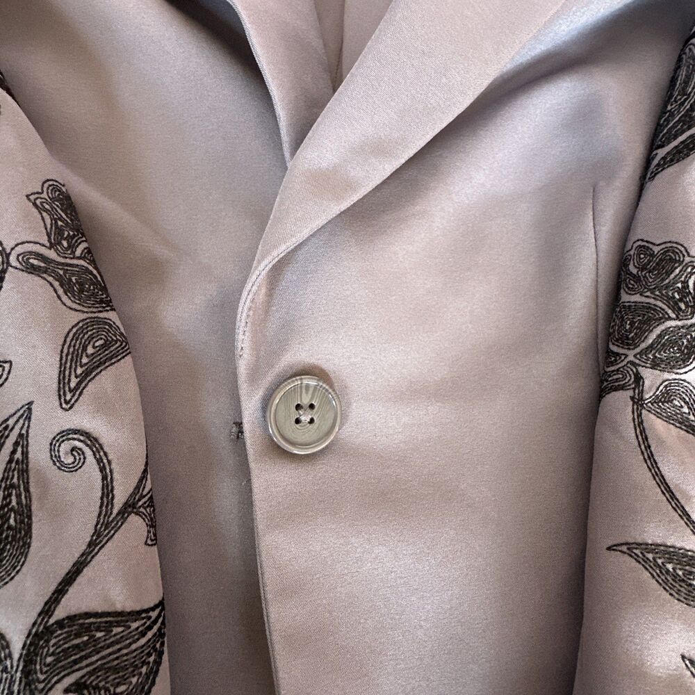 DG2 Diane Gilman Floral Embroidered Gabardine Blazer Jacket Slate Size M - Picture 4 of 16